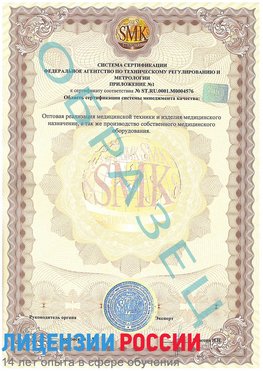 Образец сертификата соответствия (приложение) Клинцы Сертификат ISO 13485